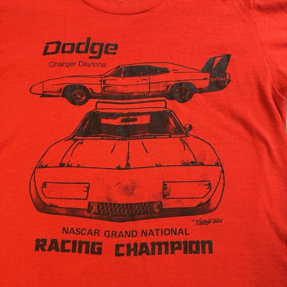 Vintage Dodge Charger Daytona Red T-Shirt SZ S/M Red Single Stitch *Small Spots* - Picture 3 of 14